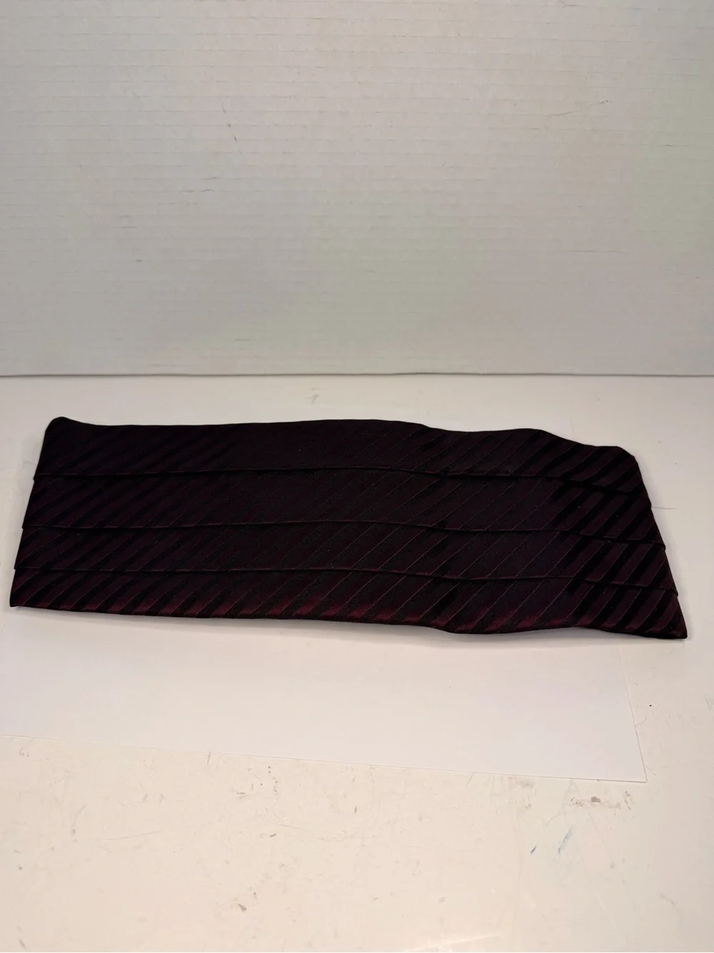 Men's Burgundy and Black Pleated Cummerbund